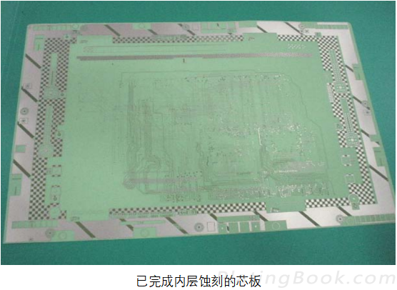 已完成内层蚀刻的芯板